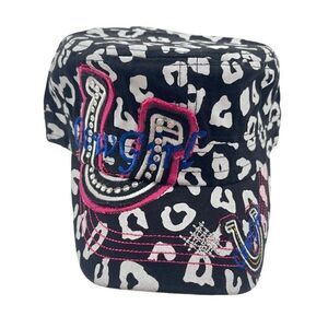 Crown Hat Womens military cadet Baseball Cap Black White Embroidered Cowgirl bli